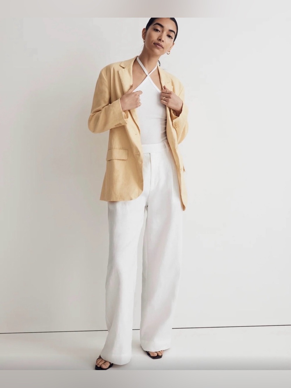 Madewell Light Beige Linen-Blend Blazer